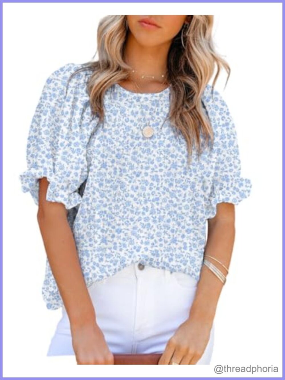 Floral Print Smocked Puff Sleeve Tunic Blouse Babydoll Top